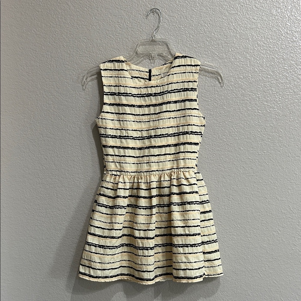 Cutti Co Women’s Striped Sleeveless Mini Dress Cream Black Sz XS Casual Formal